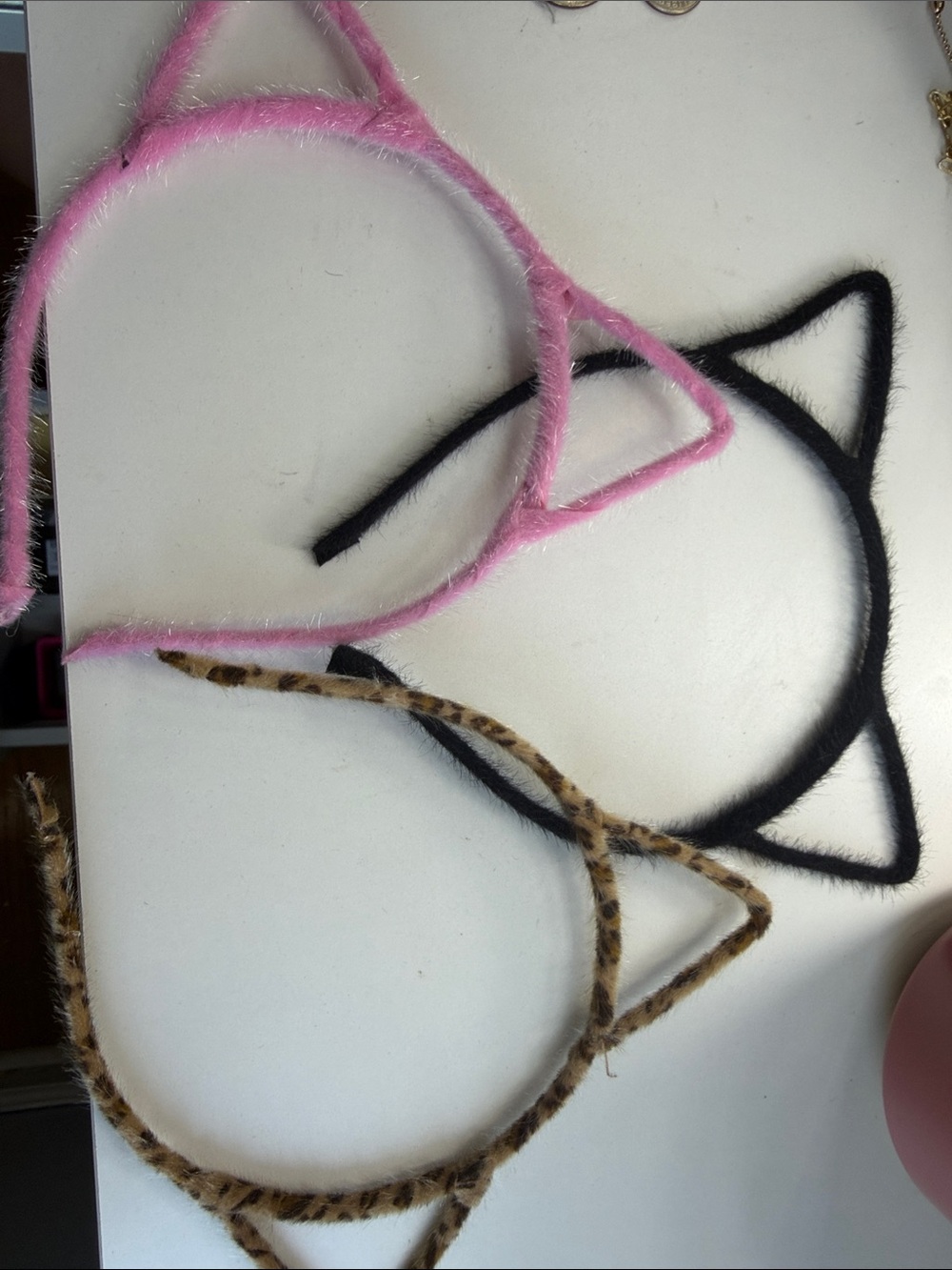Amazon Kids Fuzzy Cat Ear Headbands - Pink, Black, Leopard